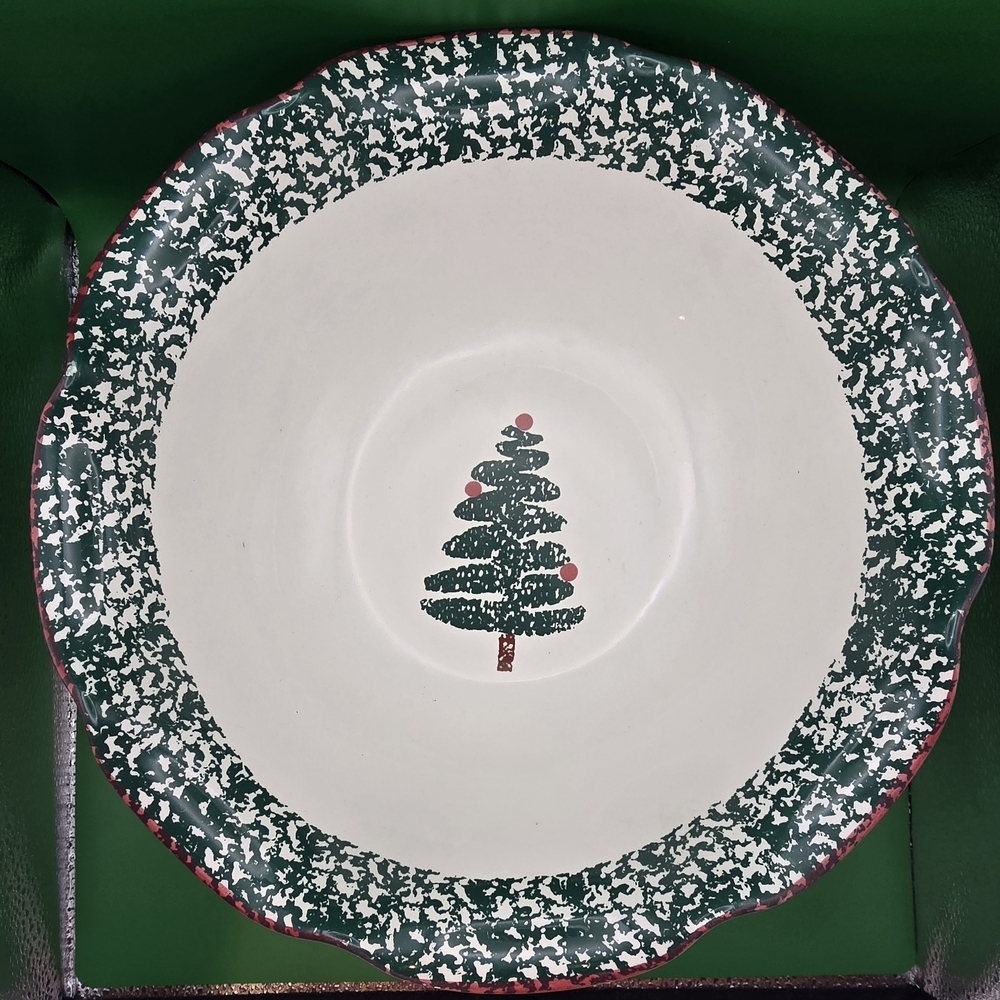 Furio Christmas Tree Compote Bowl Pedestal Ruffle Centerpiece 1997 Italy - Picture 3 of 7